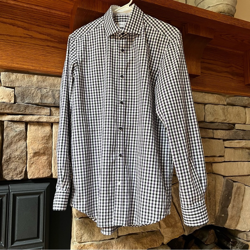 Robert Graham Purple Black Plaid Shirt 15.5